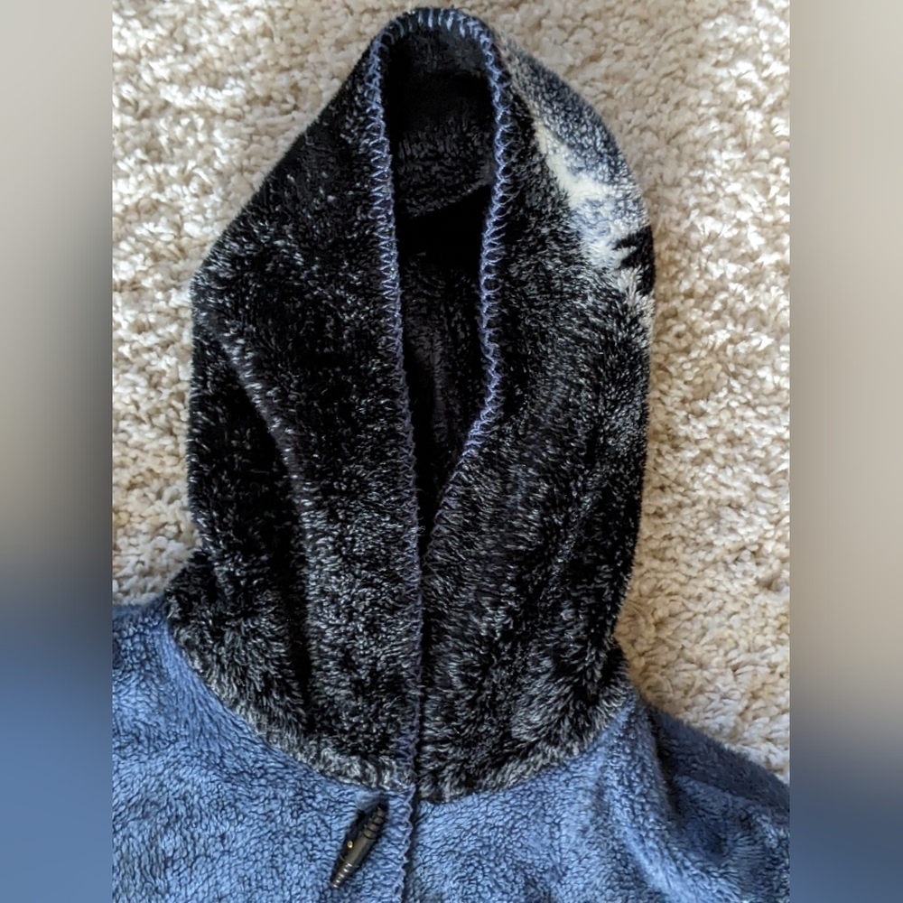 Alpine Studio Hooded Fleece Jacket Eagle Blue and Black Medium - Picture 4 of 6